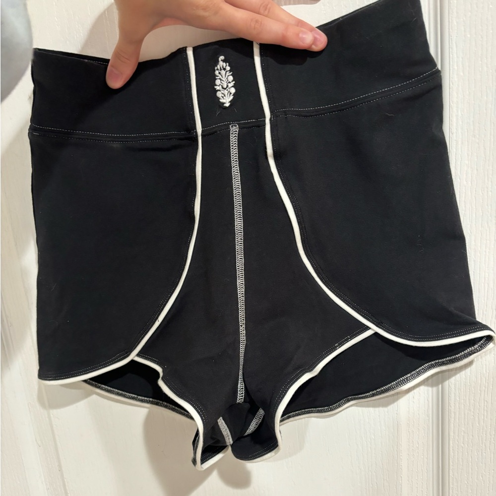 FP Movement by Free People Black Athletic Shorts with White Trim